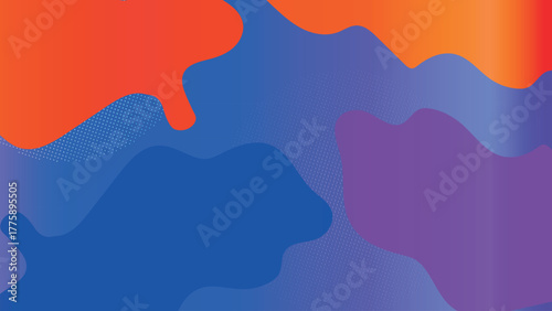 Abstract fluid shapes, vibrant blues, oranges create dynamic geometric background. Colorful abstract vector map illustration of Europe with 3D paper design and national shapes.