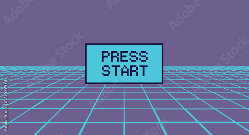 Pixel art press start button retro game design asset for designers