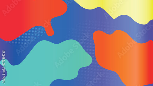 Abstract fluid shapes, vibrant blues, oranges create dynamic geometric background. Colorful abstract vector map illustration of Europe with 3D paper design and national shapes.