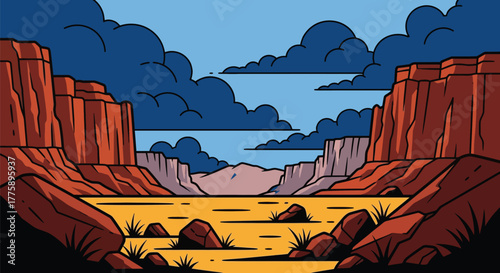 Cartoon grand canyon landscape illustration vector background