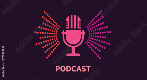 Podcast microphone vector art for audio recording and broadcasting