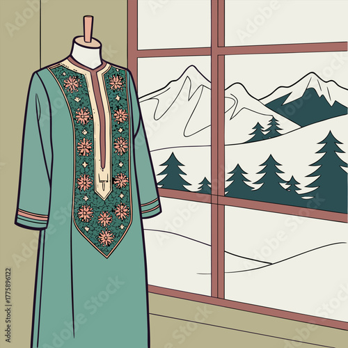 vector illustration of a woman in a kimono