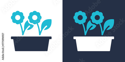 Flower Pot Icon Set Multiple Style Vector Illustration 