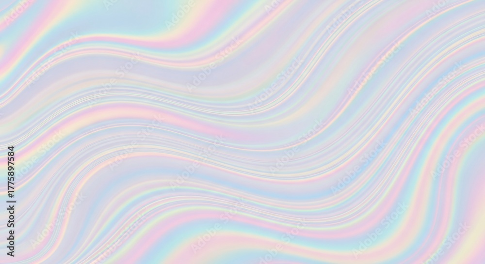 Fototapeta premium Holographic Swirls of Pastel Colors in Abstract Fluid Design