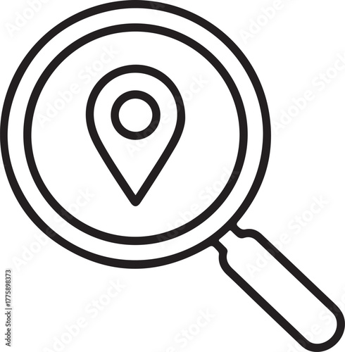 Magnifying glass over location pin icon