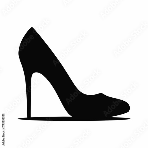 Elegant black high heel shoe silhouette vector