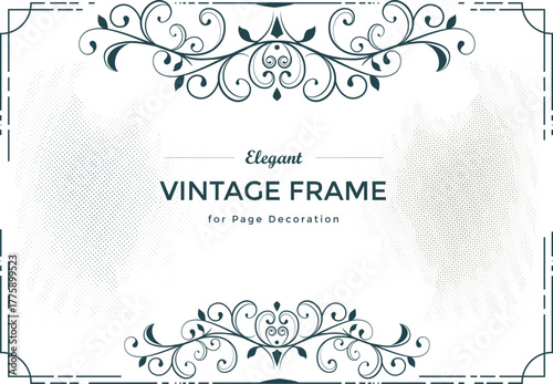Template of decorative vintage frames with rectangular shape borders, retro antique style, elegant ornamental design elements, classic heritage vector collection