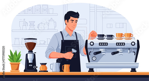 Barista Preparing Coffee Professionalism and Craftsmanship in Beverage Making