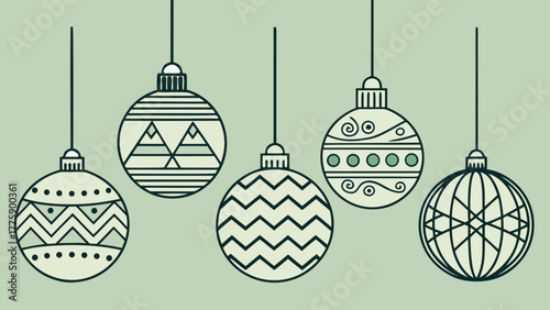 Decorative Christmas baubles suspended on a string, adding a joyful touch to seasonal celebrations..eps
