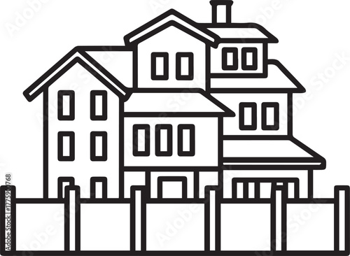 Stylish home exterior illustration showcases modern architecture and property design, perfect for real estate marketing and creating a sense of home and belonging