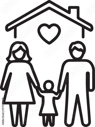 Joyful family unit cherishing home and togetherness under a loving roof, symbolizing security, warmth, and belonging for modern life and community.