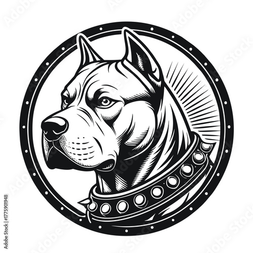 Black-and-white bull head emblem illustration