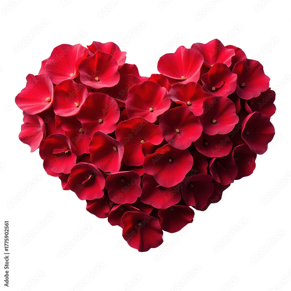 Fototapeta premium Floral Heart Made Red Petals Passionate Romance Loving Sentiments Affectionate Design