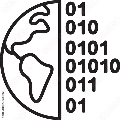 Global digitalization and binary code on earth