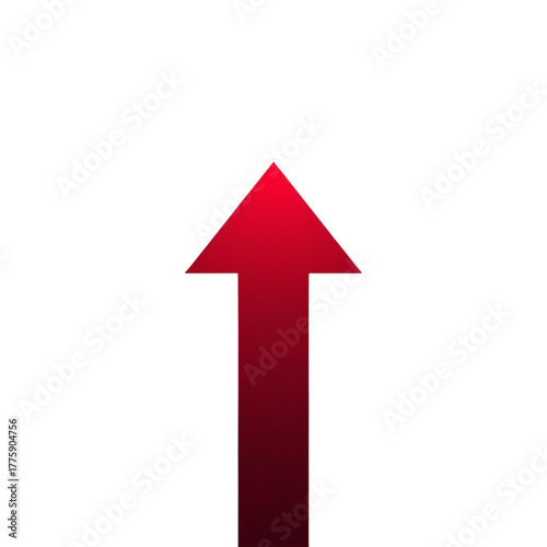 A single red arrow with a color gradient pointing upwards, symbolizing growth, progress, and direction on a clean white background