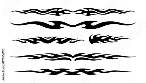 Tribal Ornament Vector Set in Black Silhouette Style