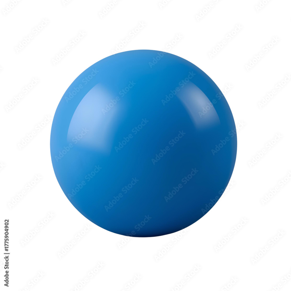 Obraz premium A single, solid blue sphere, isolated on a pure white background, with subtle light reflections