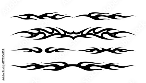 Tribal Ornament Vector Set in Black Silhouette Style