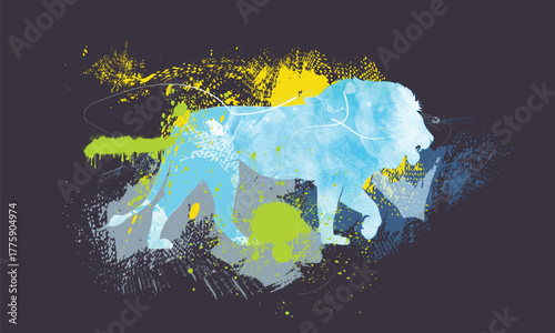 abstract leon blue watercolour texture background , leon drawing watercolour, leon animal painting, oil painting, acrylic painting.eps