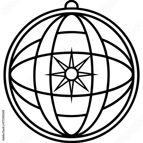 Global navigation compass rose vector illustration symbolizing exploration travel and connection