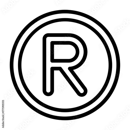 Rights Reserved Circle Vector Line Icon Design
