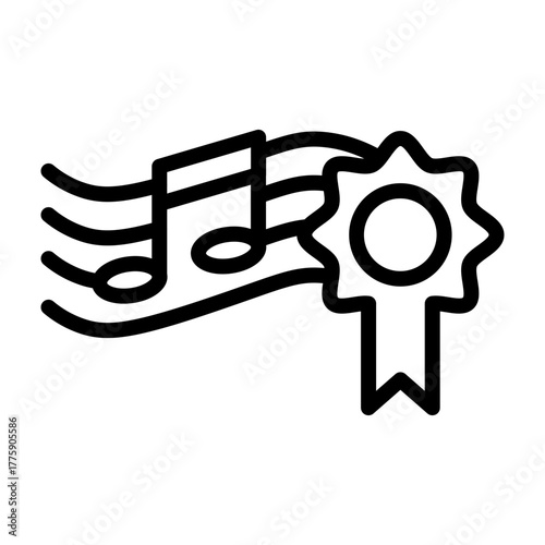 Music License Note Vector Line Icon Design