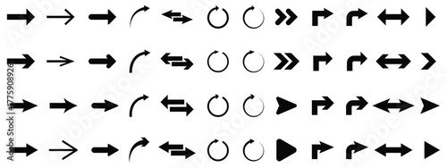 Arrow icon set, arrow cursor collection, black arrows icons vector set. Set of big black vector arrows. Arrow icon. Mega set of vector arrows. Set of many different arrow icon. Black long arrow icon. 