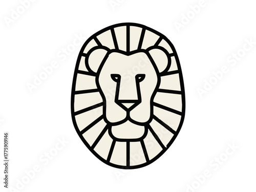 Simple lion illustration. Monochrome. Line art. Animal. Manes.