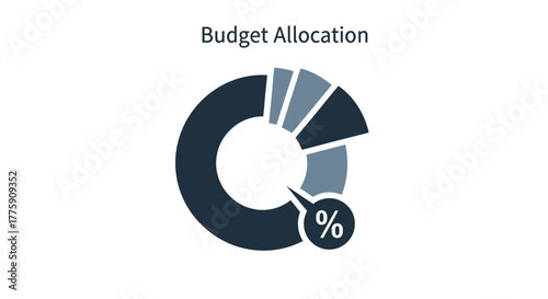 Budgeting Concept Pie Chart with Icons on a Clean Background