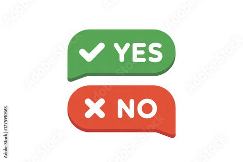 Clear decision made with green yes and red no chat bubbles
