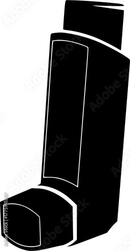 Inhaler, a medical device used to deliver medication directly to the lungs, especially for asthma patients. Medical tool in healthcare. flat art design style