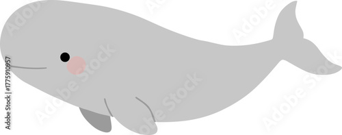 Flat Cute Style Sperm Whale Ocean Mammal Marine Animal Illustration