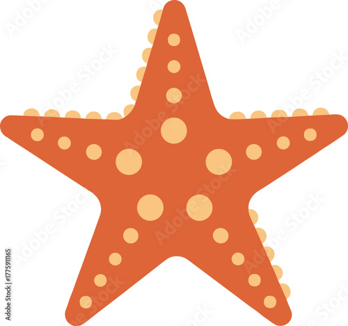 Simple Flat Starfish Marine Animal Illustration with Orange and Yellow Colors