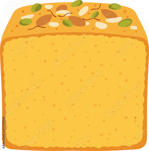 Flat Lay Traditional Indian Dessert Sohan Halwa Sweet Food Illustration