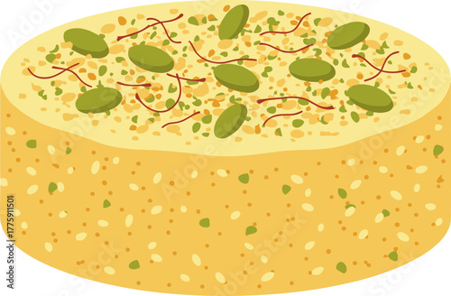 Detailed Artistic Sweet Indian Dessert Barfi Culinary Treat Illustration