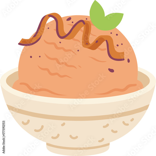 Flat Style Illustration of Peach Cobbler Dessert in a Bowl Design