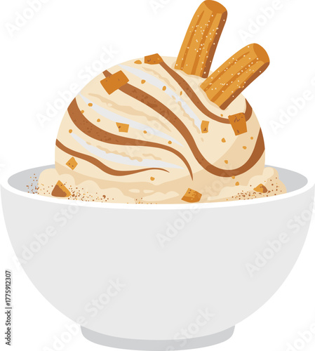 Simple Style Bowl of Ice Cream with Toppings Dessert Sweet