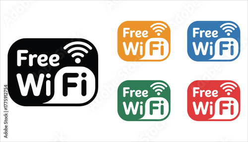 Collection of free wifi icons in black orange blue green and red colors internet wireless