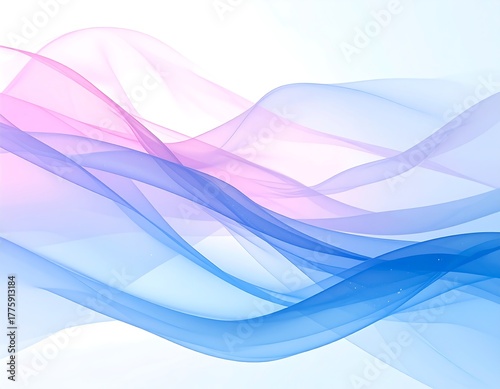 Soft, flowing gradient of pink, blue, and white abstract waves