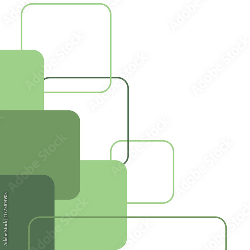Abstract Rounded Square Pattern in Warm Colors – Modern Minimalist Background - abstract background with squares - green