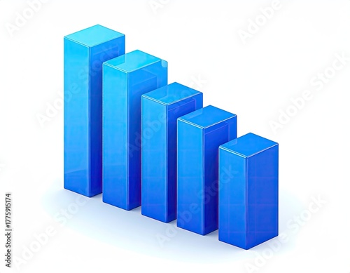 Free Download Blue bar graph descending diagonally on white - GFXLoad