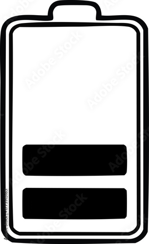 Conceptual vector illustration of a smartphone or device battery icon indicating a critically low charge level, symbolizing depleted power and the urgent need for recharging to maintain functionality