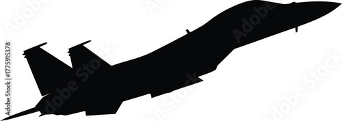 Silhouette of a fighter jet taking off ascending into the sky vector