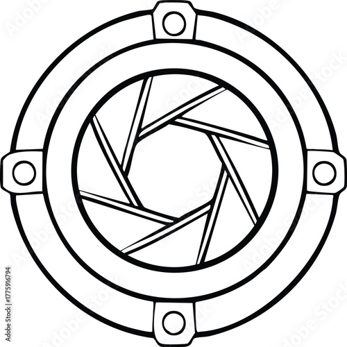 Circular Aperture Icon Capturing Light and Focus for Photography and Visuals