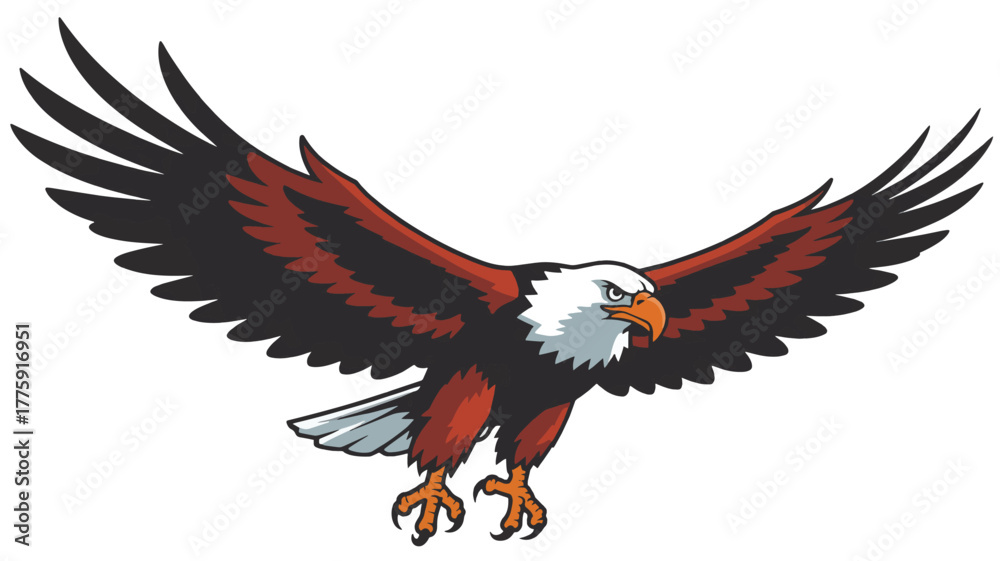 Obraz premium Illustration of a bald eagle with its wings spread