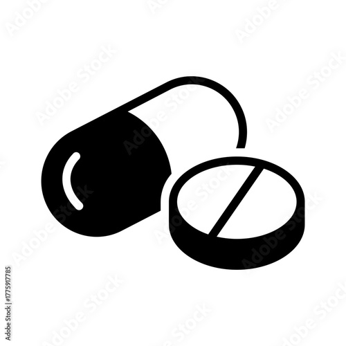 Vector solid black icon for Pills