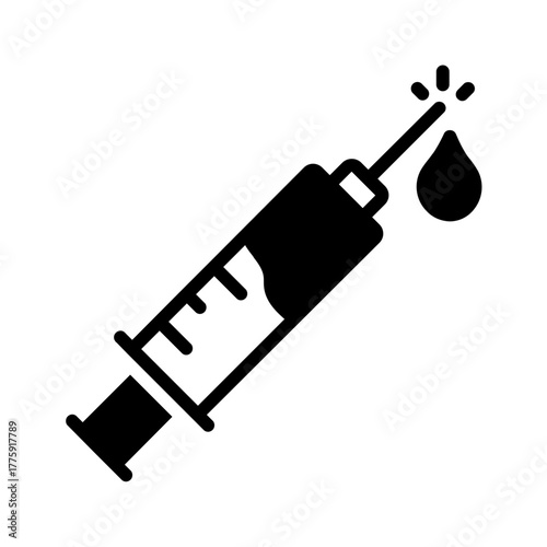 Vector solid black icon for Syringe