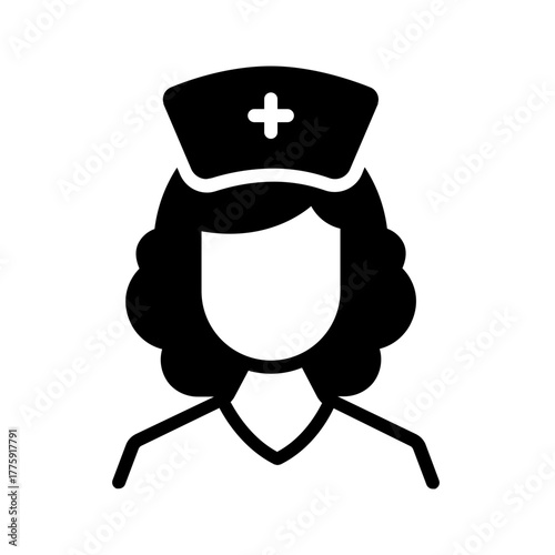 Vector solid black icon for Nurse