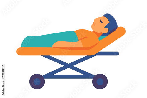 Injured person lying on stretcher in medical situation person on gurney