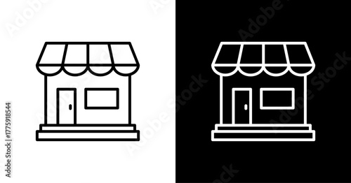 Store  White Icon Set Design